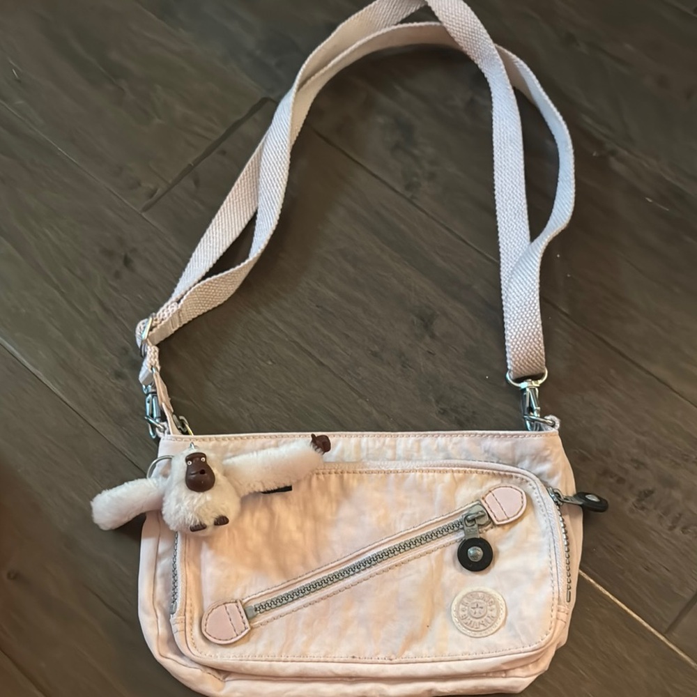 Pink Crossbody Bag with Plush Accessory